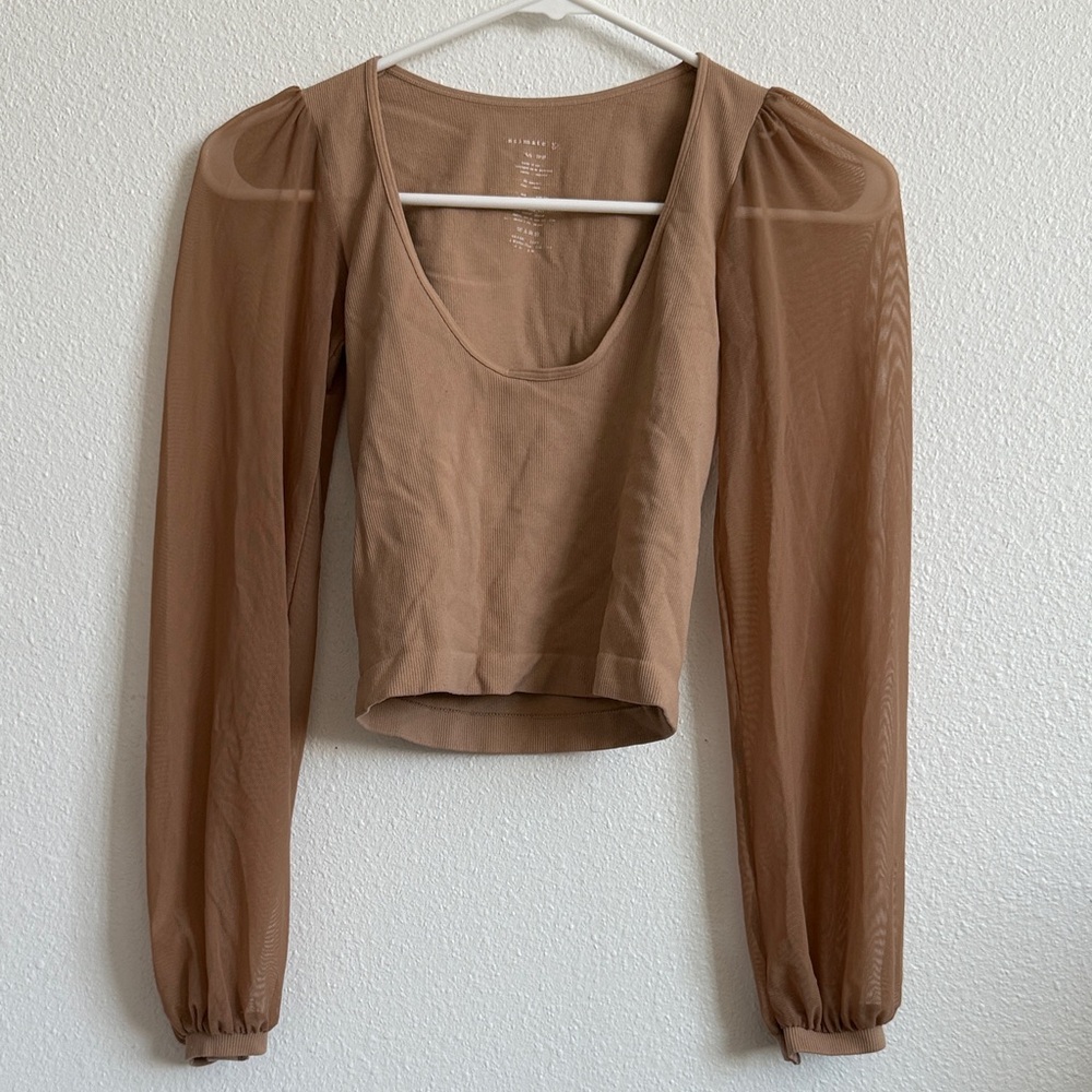 Free People Tan Long Sleeve Women's Top